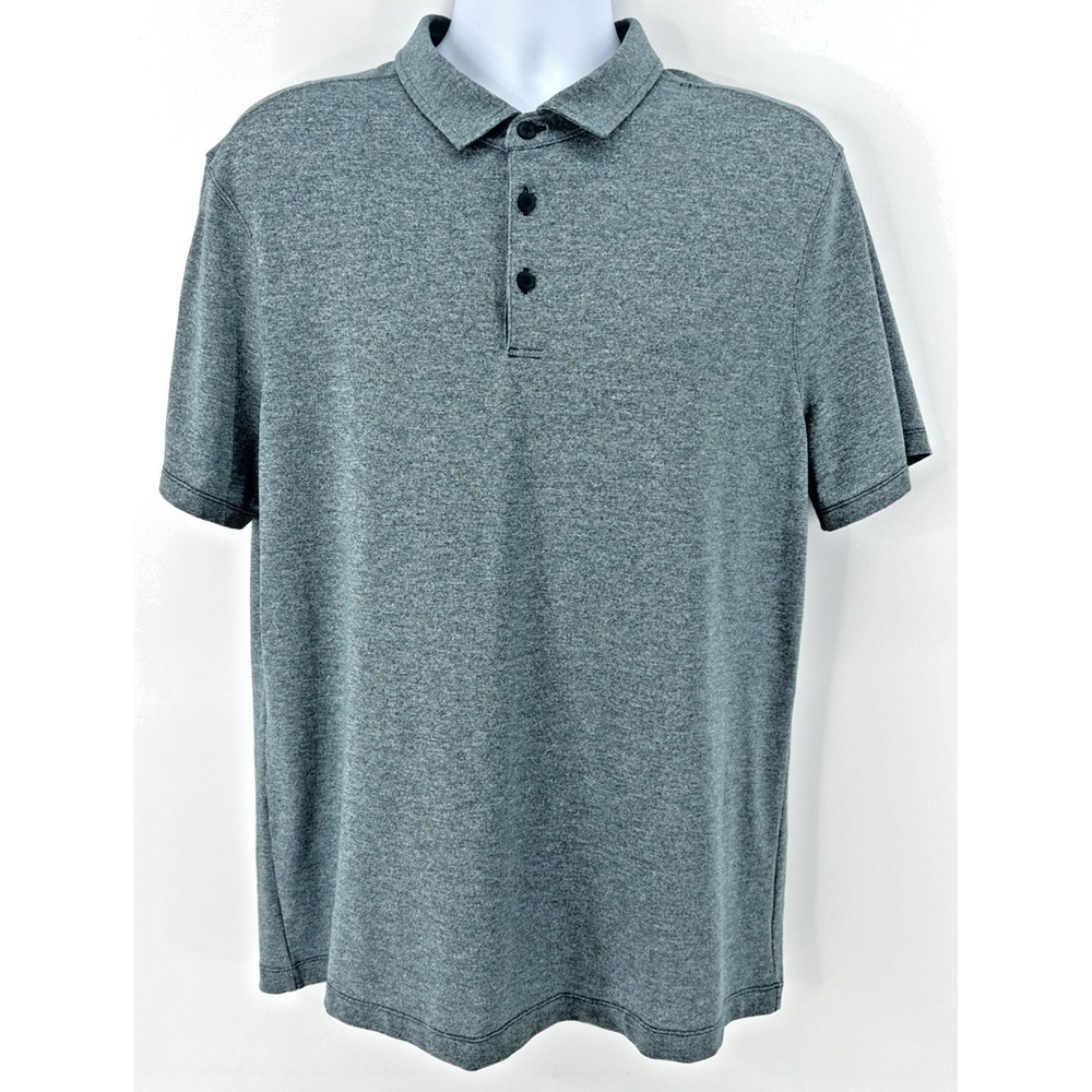 Lululemon Polo Shirt Men's Large Heather Blue-Green Golf Performance Stretch